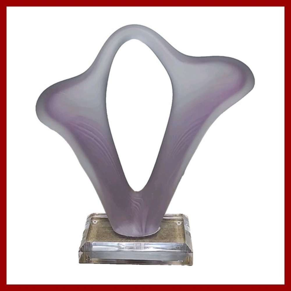 Item Title Neil Duman Art Glass Sculpture 1983 Signed Frosted Amethyst Large Vtg